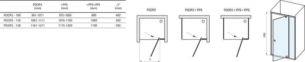 Sprchové dvere Pivot PDOP2 biela + transparent