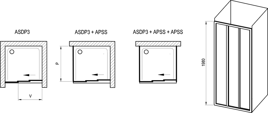 Puerta de ducha Supernova ASDP3