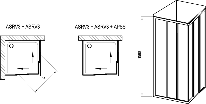 Mampara de ducha Supernova ASRV3 + ASRV3