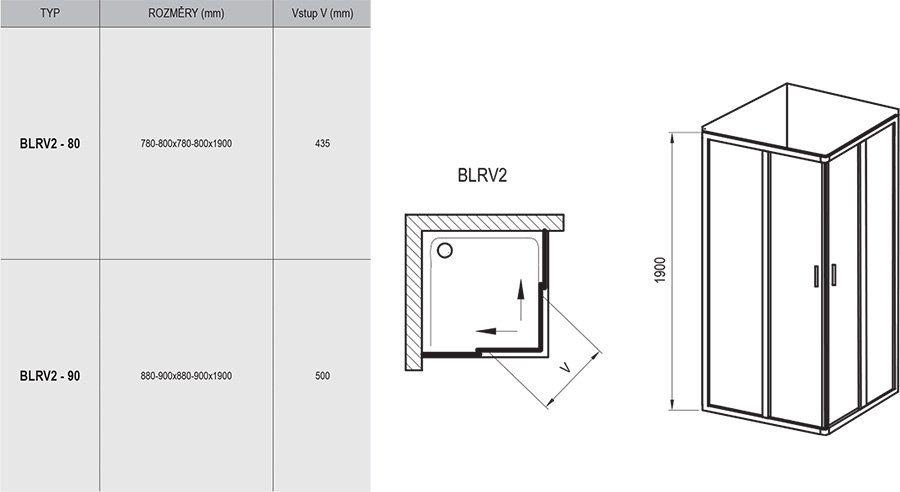 Mampara de ducha Blix BLRV2