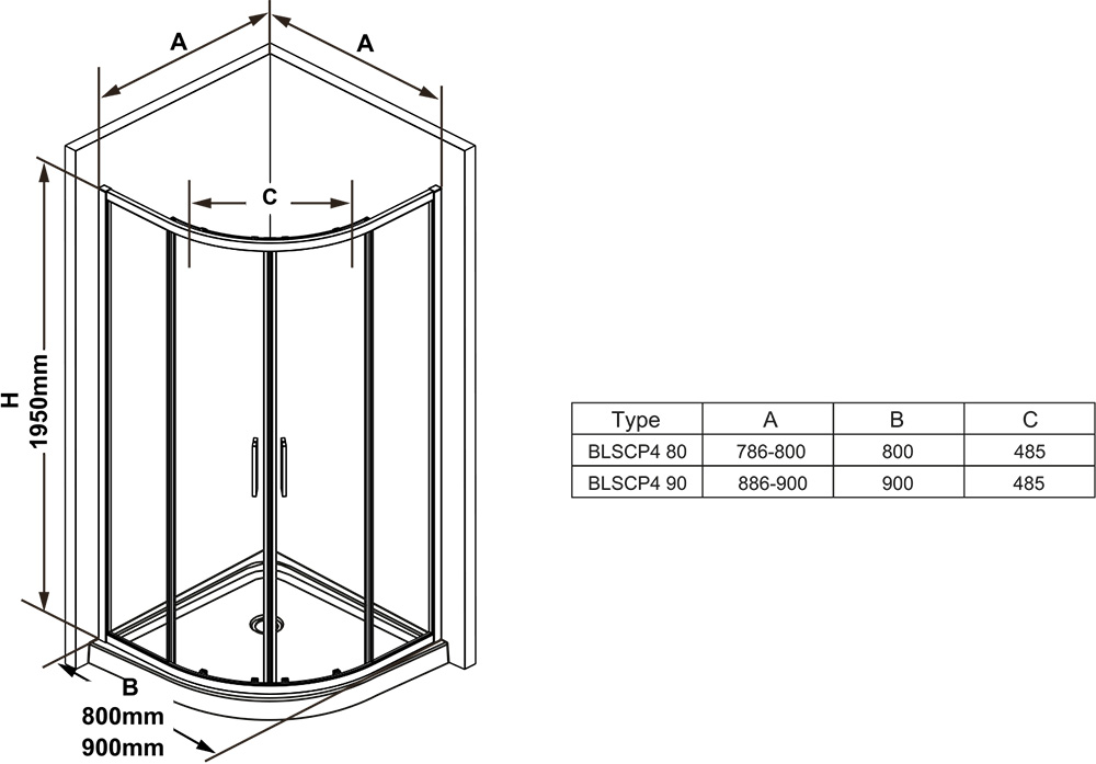 Cabina de ducha Blix Slim BLSCP4