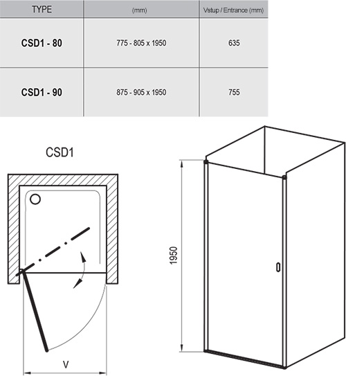 Puerta de ducha Chrome CSD1