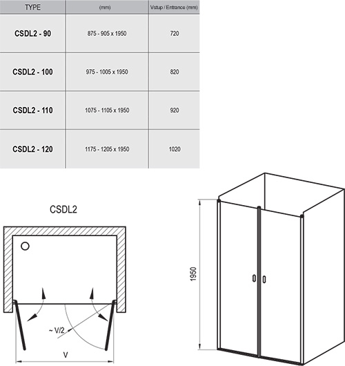 Puerta de ducha Chrome CSDL2