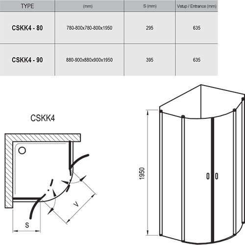 Mampara de ducha Chrome CSKK4