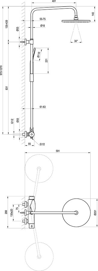 Columna de ducha corredera