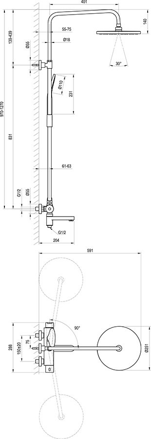 Columna de ducha corredera