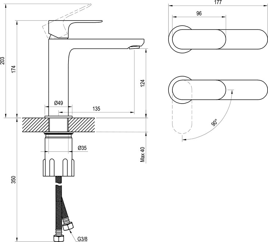 Grifo de caño alto para lavabo Eleganta BeCool EL 012.01