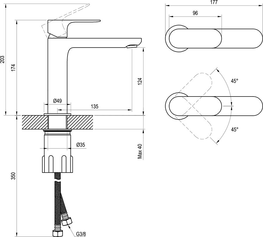 Grifo de lavabo de caño alto Eleganta EL 012.00