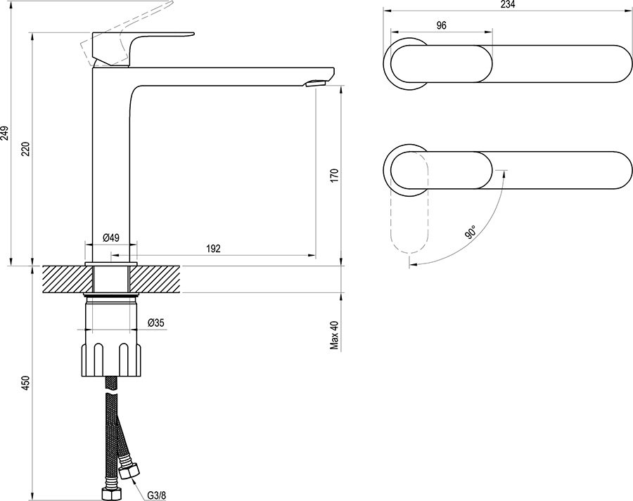 Grifo de caño alto para lavabo Eleganta BeCool EL 014.01