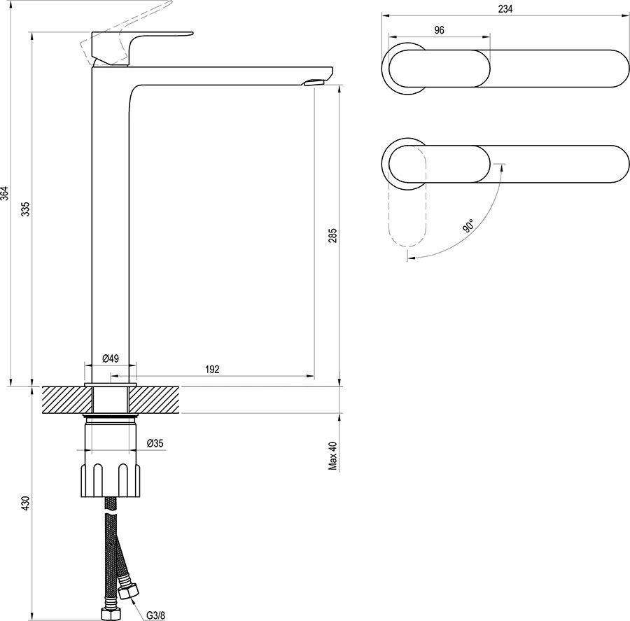 Grifo de caño para lavabo Eleganta BeCool EL 015.01