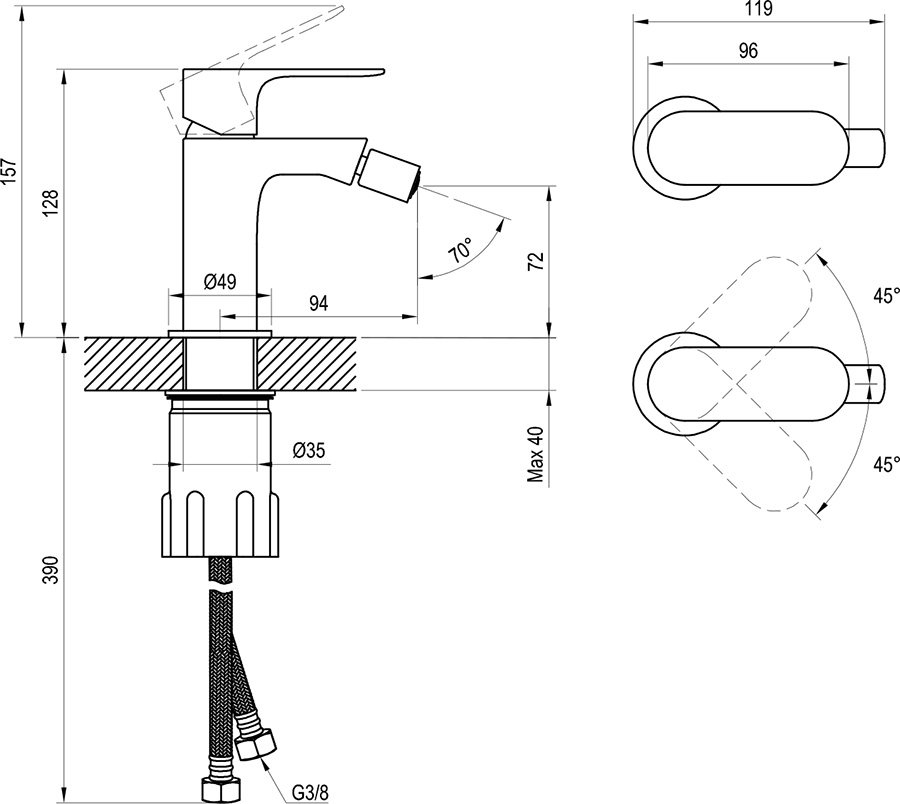 Grifo de caño alto para bidé Eleganta EL 056.00