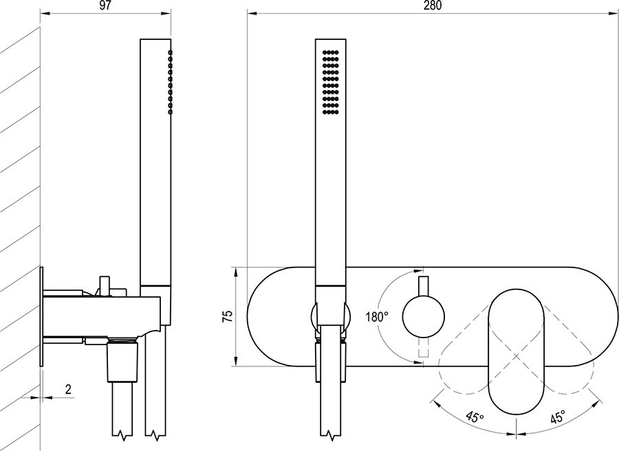 Grifo empotrado Eleganta  EL 065.00 con interruptor, con juego, para R-box