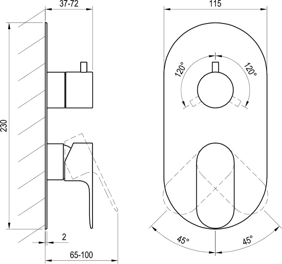 Grifo empotrado Eleganta EL 068.00 con interruptor, para R-box