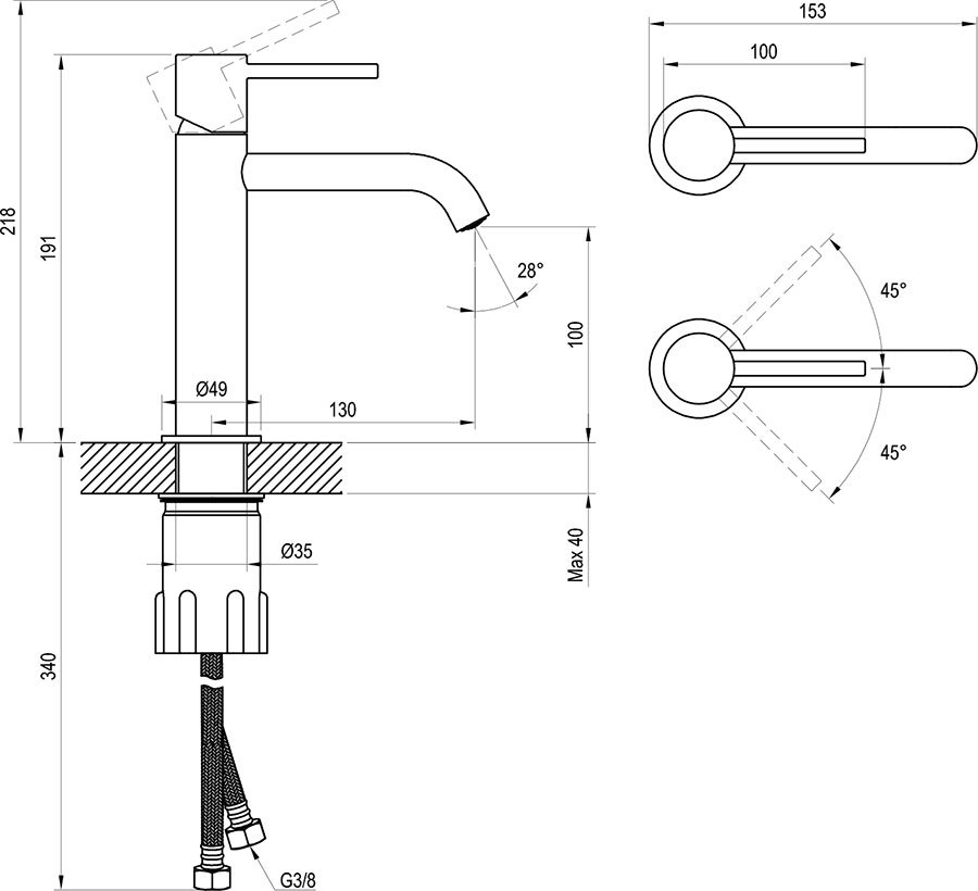 Grifo de lavabo de caño alto Espirit ES 012.00