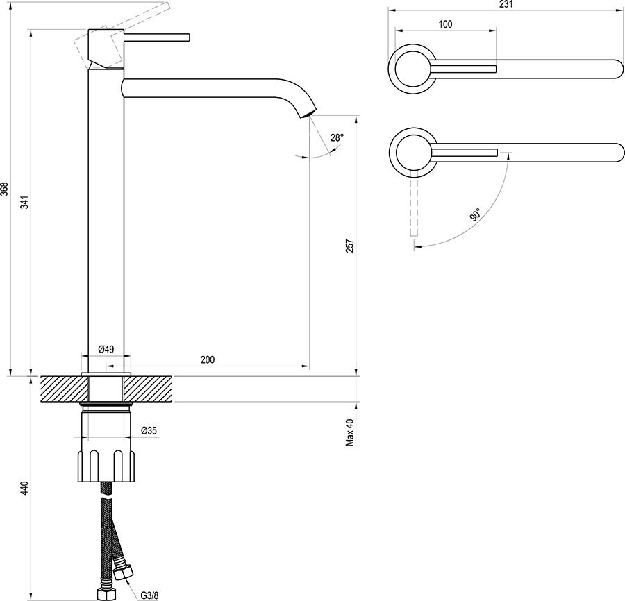 Grifo de caño para lavabo Espirit BeCool ES 015.01