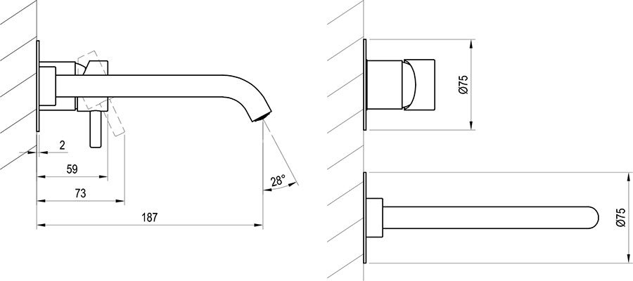 Grifo empotrado de lavabo Espirit ES 019.00, para R-box