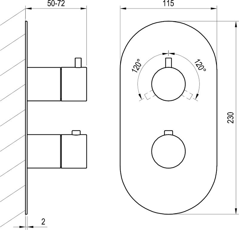 Grifo termostático empotrado Espirit ES 067.00 con interruptor, para R-box