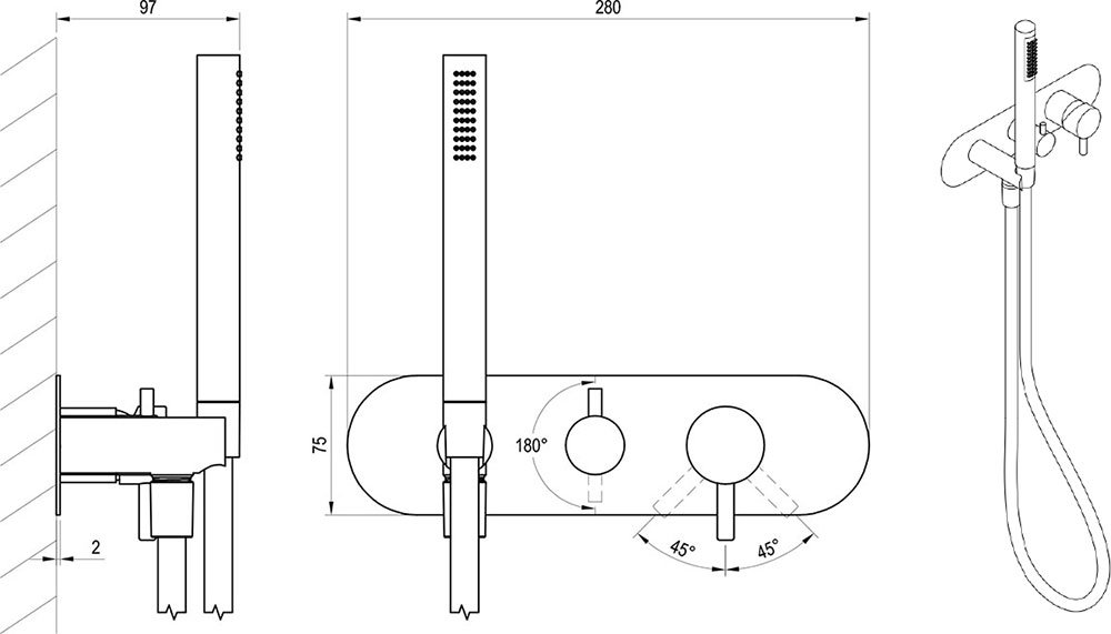 Grifo empotrado Espirit ES 068.00 con interruptor, con juego, para R-box