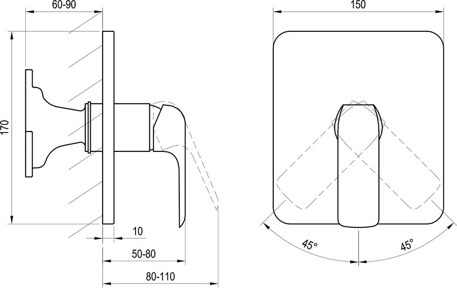 Flat falba süllyesztett csaptelep váltó nélkül (KIZÁRÓLAG R-box VARIVAL)