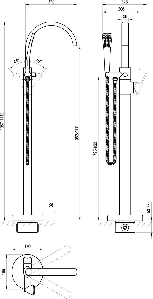 Grifo exento para bañera