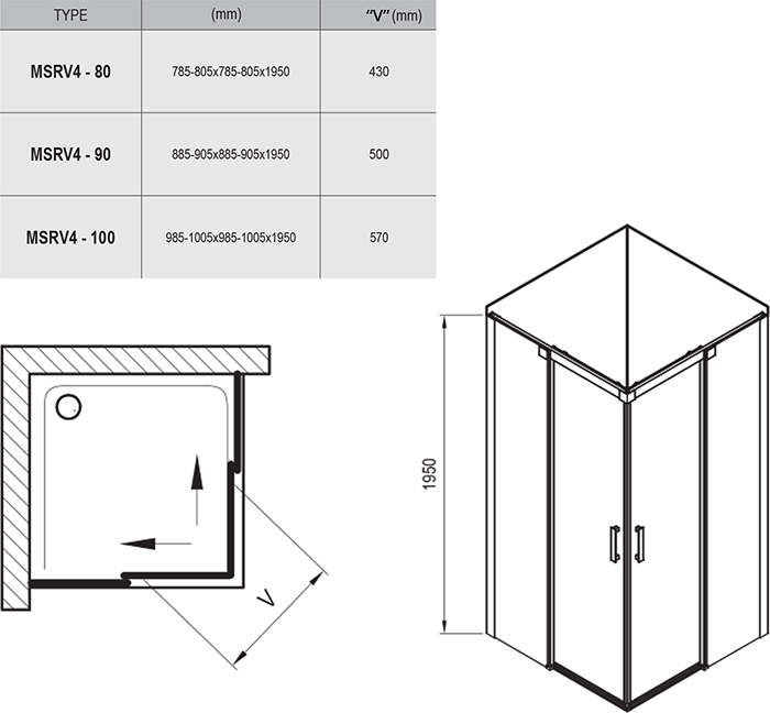 Mampara de ducha Matrix MSRV4