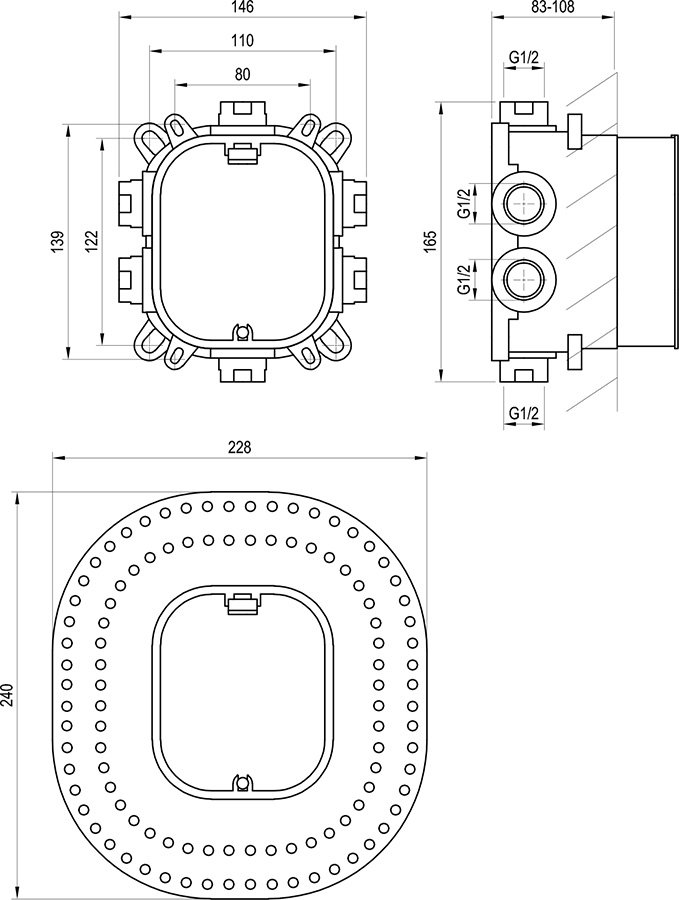 R-box Vari, základné teleso pre podomietkové batérie Flat