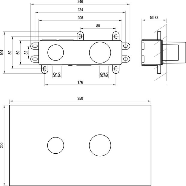 R-box Basin, cuerpo base para grifo empotrado de lavabo