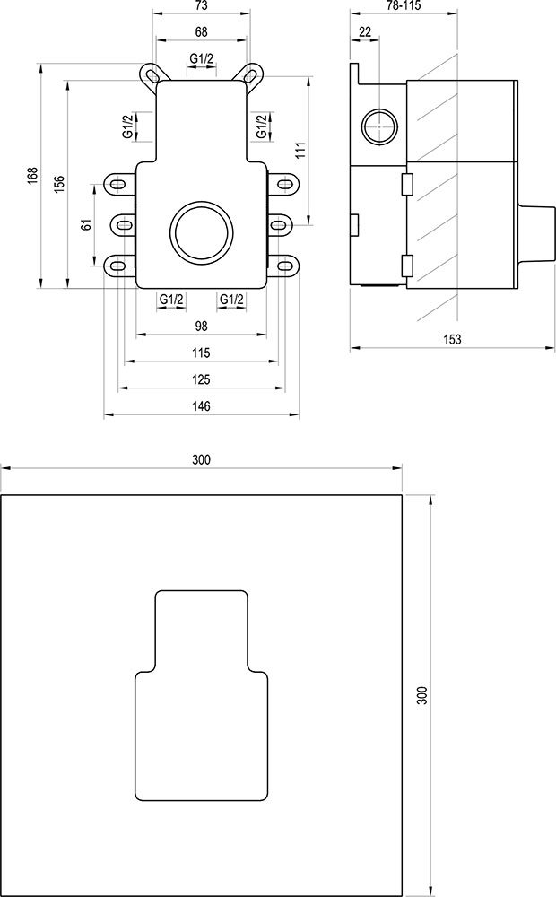 R-box Termo, základné teleso pre termostatické podomietkové batérie