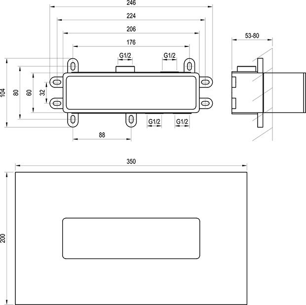 R-box Horizontal, alaptest süllyesztett csaptelepekhez