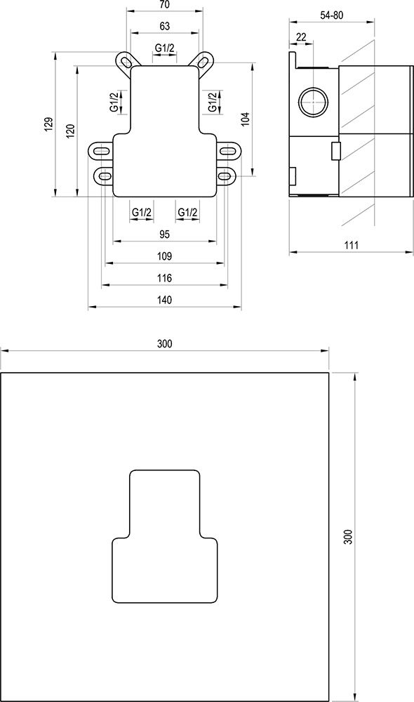 R-box Vertical O2, základné teleso pre 2-cestné podomietkové batérie