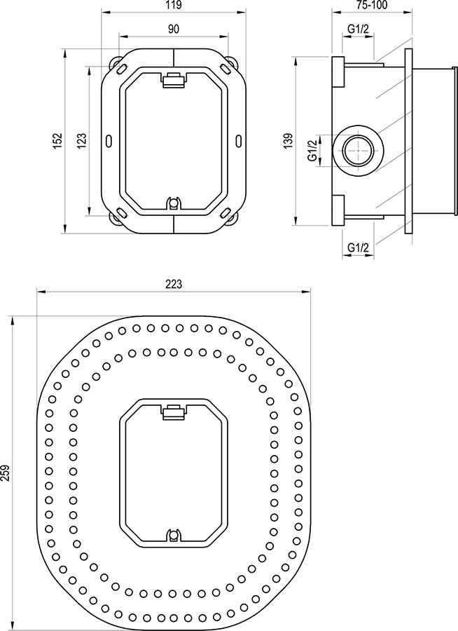 R-box RB 070.50, base para los grifos empotrados