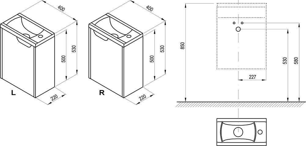 Armario para el pequeño lavabo SD Classic II 400