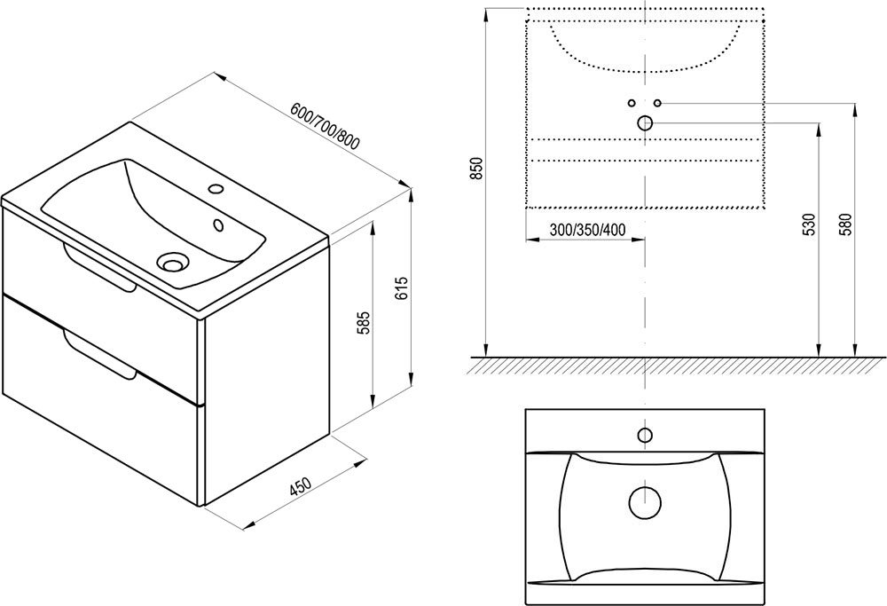 Armario para debajo del lavabo SD Classic II 600/700/800