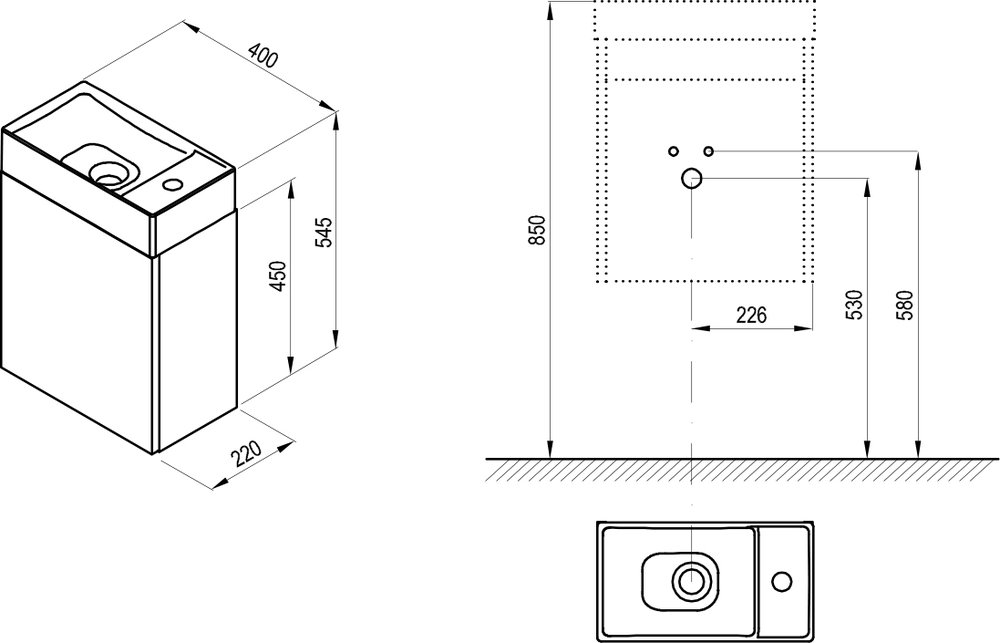 Armario para el pequeño lavabo SD Veda 400