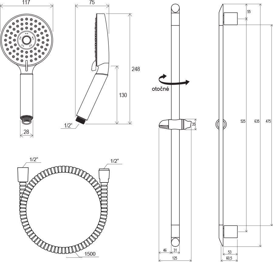 Zuhanyszett 902.00 - R3 Flat zuhanyszett - 63,5 cm