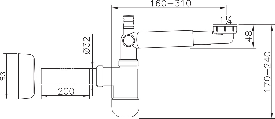 Sifón de lavabo para muebles