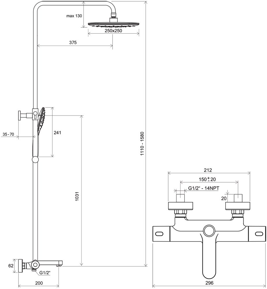 Columna de ducha Termo 300