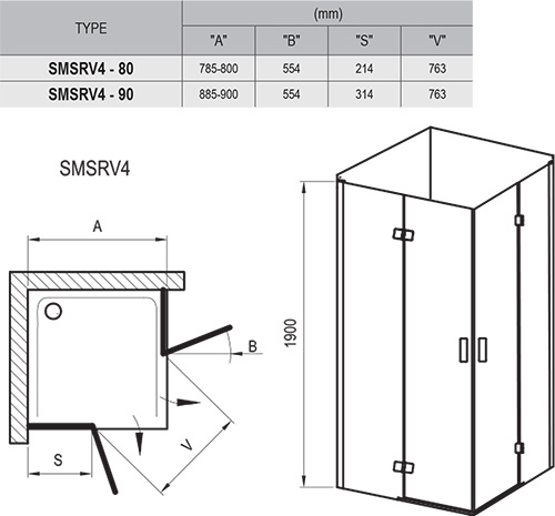 Mampara de ducha SmartLine SMSRV4