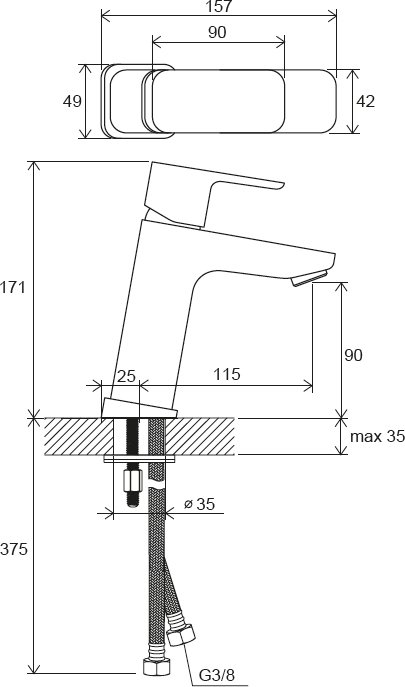 Grifo de lavabo 10° Free TD F 014.00