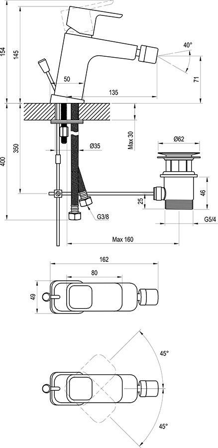 Grifo para bidé 10°