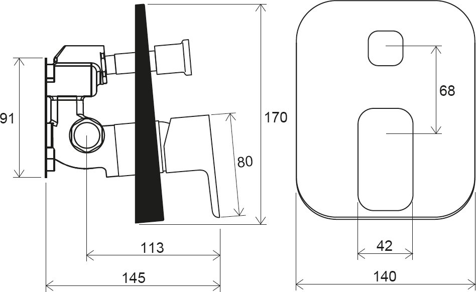 Grifo empotrado 10° Free R-box