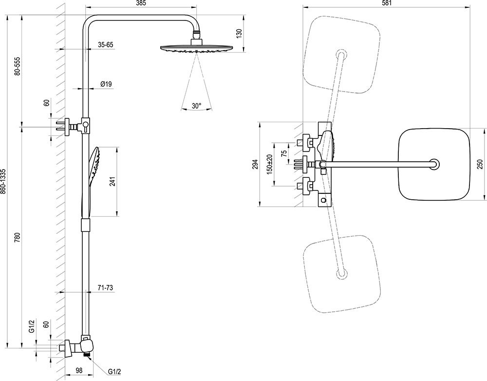 Columna de ducha 10° Free