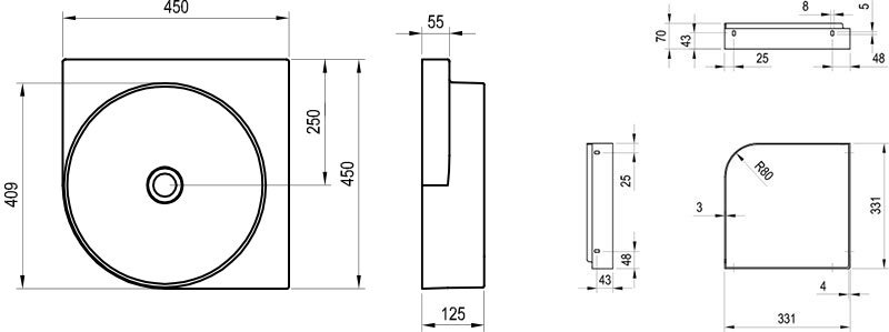 Lavabo Yard 450 C sin orificio