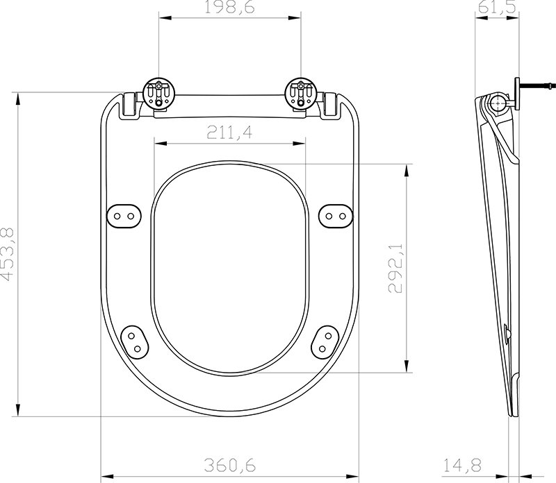 WC sedadlo Uni Chrome Flat, Slim, čierne